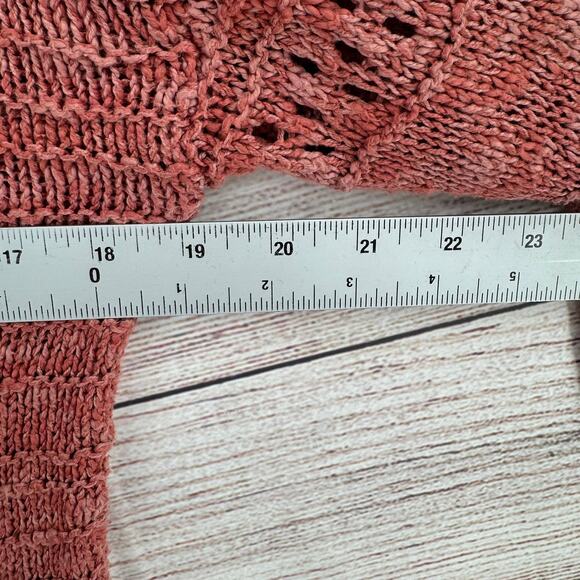 Lucky Brand Open Knit Long Sleeve Sweater Womens Medium Pink Roll Neck - Picture 10 of 11